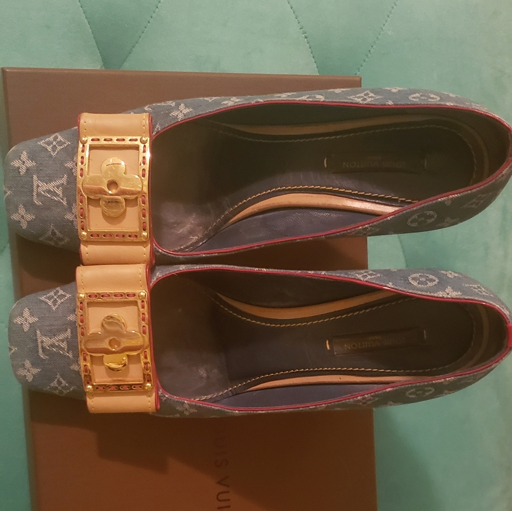 Louis Vuitton monogram denim heels  8.5